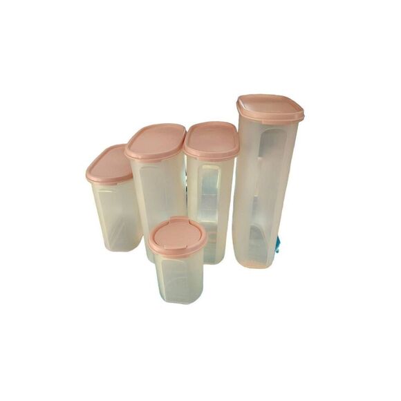 Tupperware Modular Mates with Pink Lids  10 Pc lot. 1615-13 (12 1/4 cups), 1614- - Picture 1 of 3